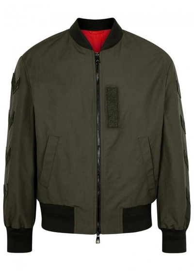 Shop Neil Barrett Olive Embroidered Shell Bomber Jacket In Khaki