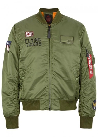 Shop Alpha Industries Ma-1 Flying Tigers Shell Bomber Jacket In Green