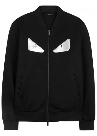 Shop Fendi Monster-appliquéd Neoprene Bomber Jacket In Black
