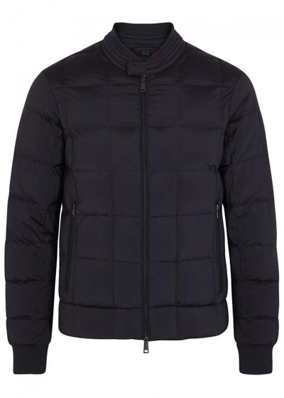 Shop Armani Jeans Navy Quilted Shell Bomber Jacket