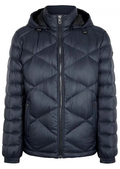 Shop Hugo Boss Navy Quilted Shell Bomber Jacket