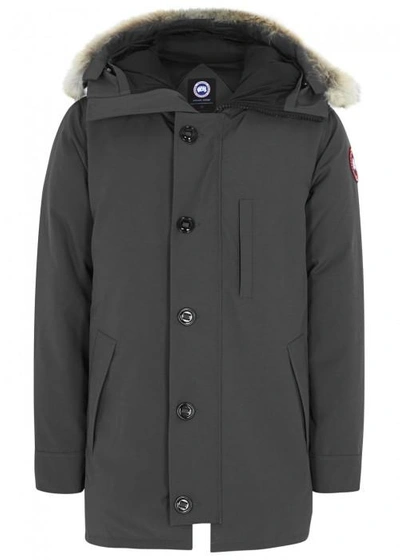 Shop Canada Goose Chateau Charcoal Fur-trimmed Twill Parka