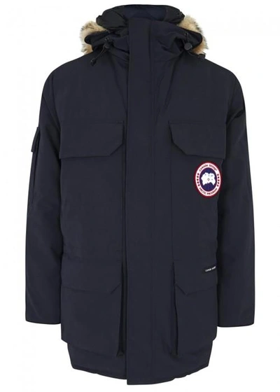Shop Canada Goose Expedition Navy Fur-trimmed Twill Parka