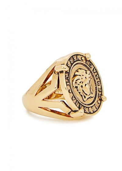 Shop Versace Gold Tone Medusa Ring
