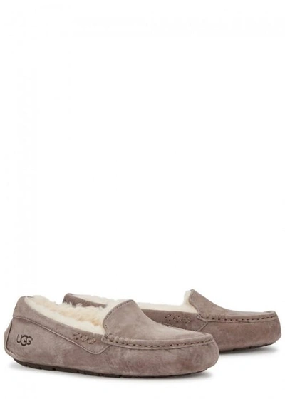 Shop Ugg Ansley Shearling-lined Suede Slippers In Grey