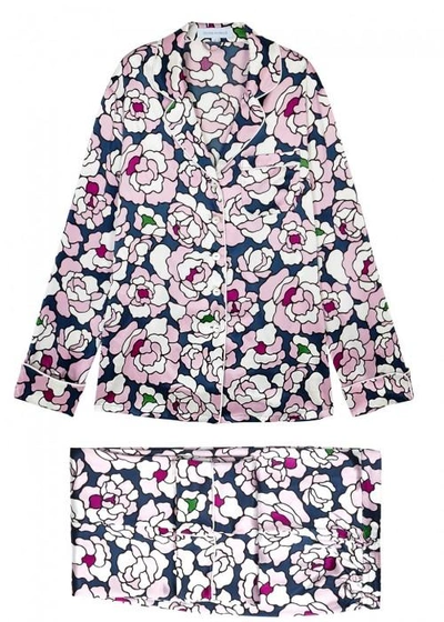 Shop Olivia Von Halle Lila Roxanna Floral-print Silk Pyjamas In Multicoloured
