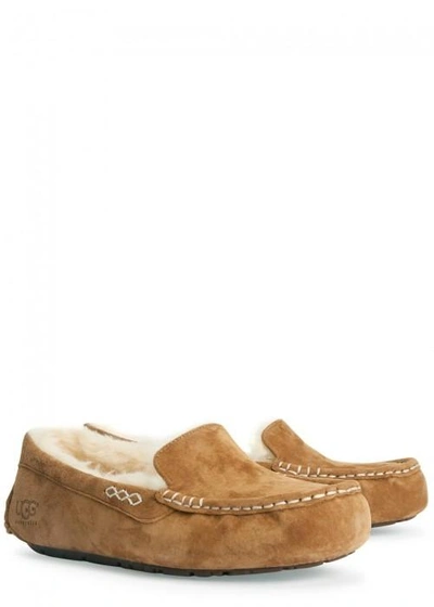 Shop Ugg Ansley Chestnut Suede Slippers In Tan
