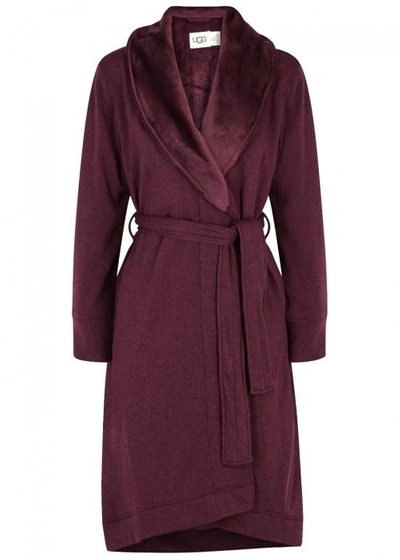 Shop Ugg Duffield Ii Fleece-lined Cotton Jersey Robe In Burgundy