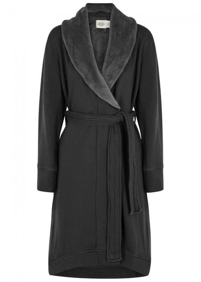 Shop Ugg Duffield Fleece-lined Cotton Jersey Robe In Charcoal