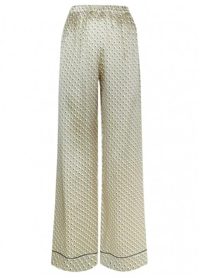 Shop Meng Gold Geometric Silk Satin Trousers