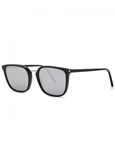 Shop Saint Laurent Sl 131 Mirrored Square-frame Sunglasses In Black