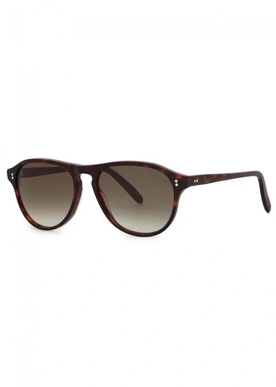 Shop Cutler And Gross 1215 Tortoiseshell Oval-frame Sunglasses