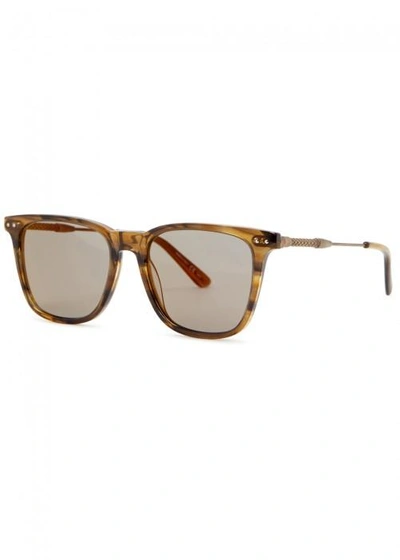 Shop Bottega Veneta Light Brown Wayfarer-style Sunglasses