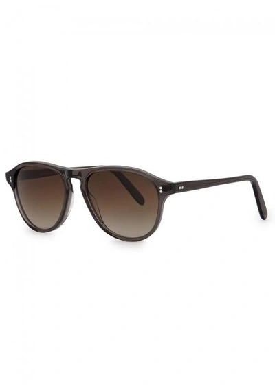 Shop Cutler And Gross 1215 Charcoal Oval-frame Sunglasses In Black