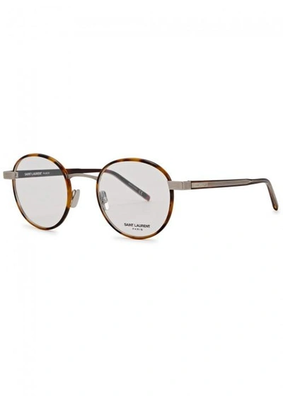 Shop Saint Laurent Sl 125 Brown Round-frame Optical Glasses