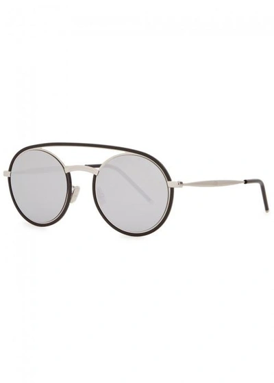 Shop Dior Synthesis 01 Black Round-frame Sunglasses