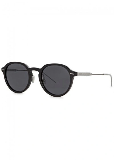 Shop Dior Motion2 Black Round-frame Sunglasses