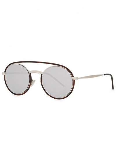 Shop Dior Synthesis 01 Tortoiseshell Round-frame Sunglasses In Havana