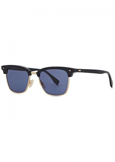 Shop Fendi Navy Clubmaster-style Sunglasses In Blue