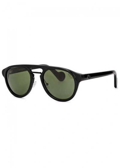 Shop Moncler Black Aviator-style Sunglasses