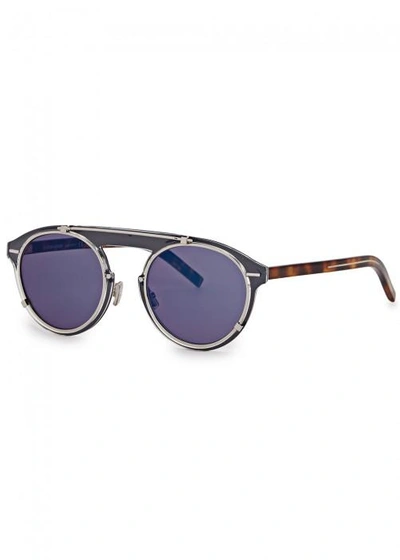 Shop Dior Genese Round-frame Sunglasses In Blue