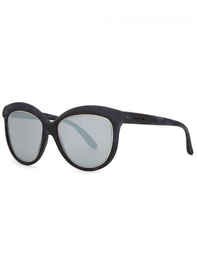 Shop Italia Independent Charcoal Cat-eye Sunglasses In Black