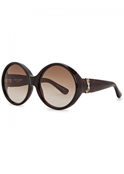 Shop Saint Laurent Sl M1 Oversized Round-frame Sunglasses In Dark Brown