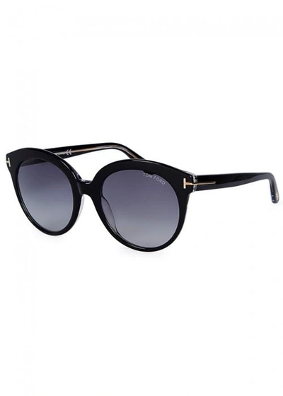 Tom Ford Monica Black Round-Frame Sunglasses | Modesens