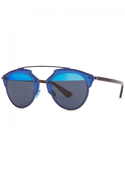 Shop Dior So Real Blue Clubmaster-style Sunglasses