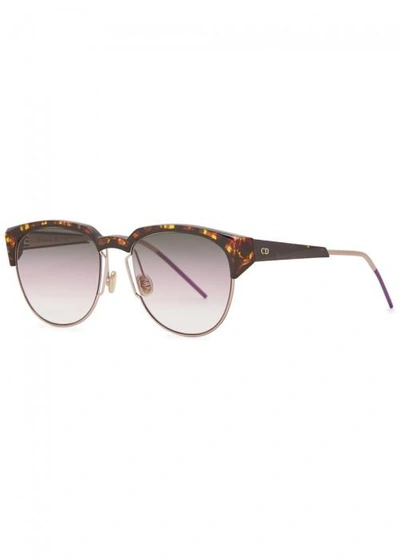 Shop Dior Spectral Clubmaster-style Sunglasses In Havana
