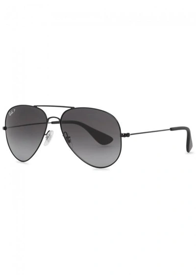 Shop Ray Ban Aviator Polarised Sunglasses In Black