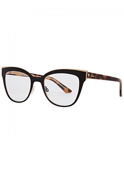 Shop Dior Montaigne 11 Black Cat-eye Optical Glasses