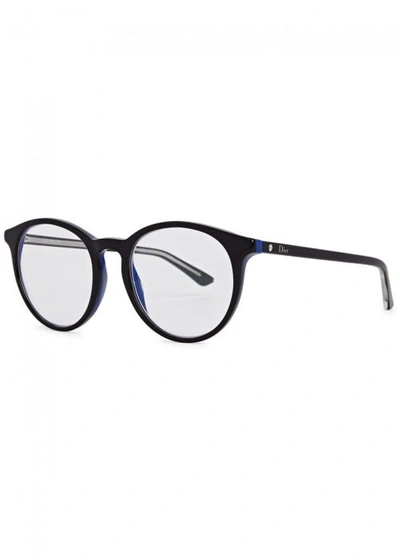 Shop Dior Montaigne 15 Black Round-frame Optical Glasses