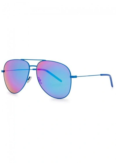 Shop Saint Laurent Classic 11 Aviator-style Sunglasses In Blue
