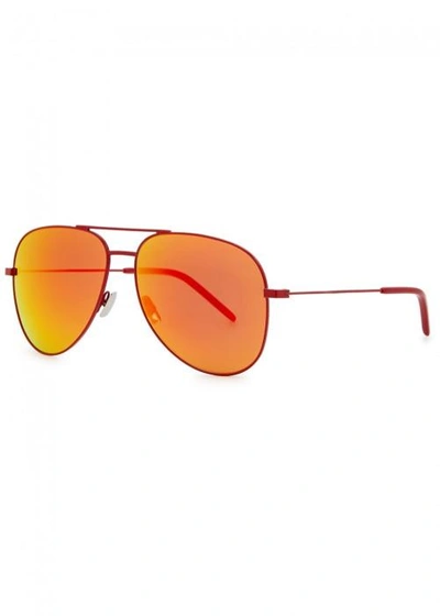 Shop Saint Laurent Classic 11 Aviator-style Sunglasses In Red