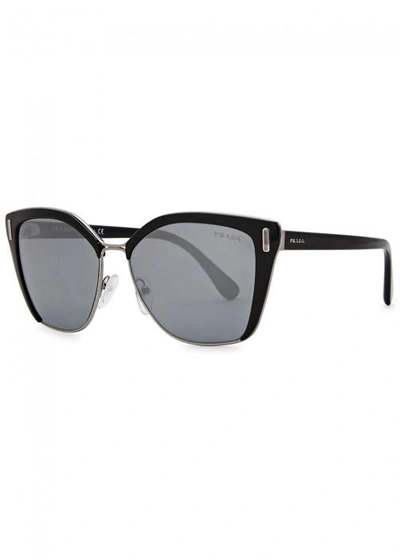 Shop Prada Black Cat-eye Sunglasses
