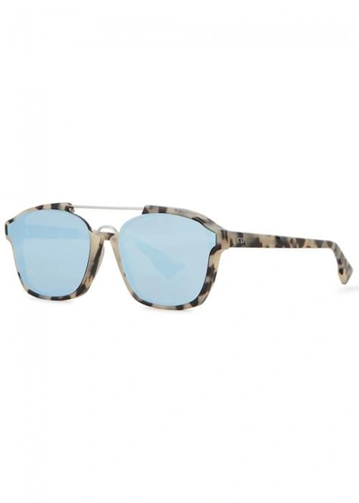 Shop Dior Abstract Mirrored Square-frame Sunglasses In Ivory