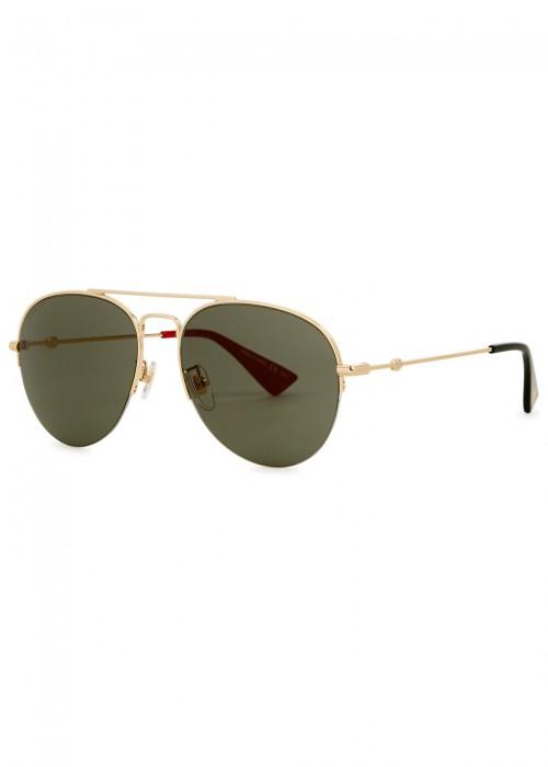 gucci gold tone aviator sunglasses
