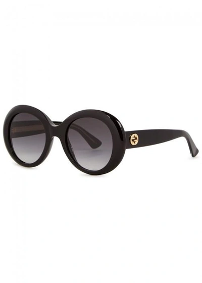 Shop Gucci Black Round-frame Sunglasses In Not Applicable