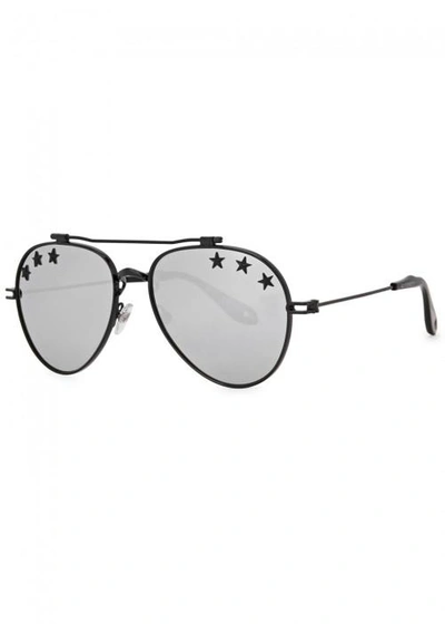 Shop Givenchy Gv 7057 Mirrored Aviator-style Sunglasses In Black