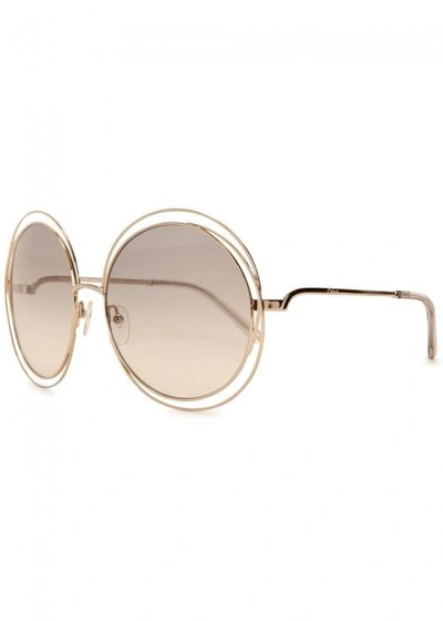 Shop Chloé Gold-tone Oversized Sunglasses