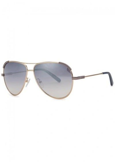 Shop Chloé Eria Gold Tone Aviator-style Sunglasses