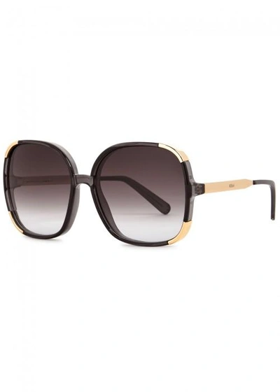 Shop Chloé Myrte Grey Oversized Sunglasses