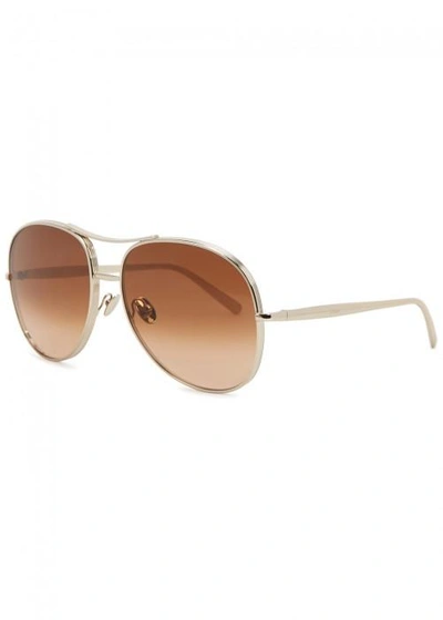 Shop Chloé Nola Gold Tone Aviator Sunglasses