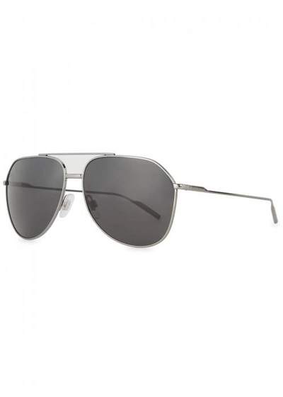 Shop Dolce & Gabbana Gunmetal Aviator-style Sunglasses
