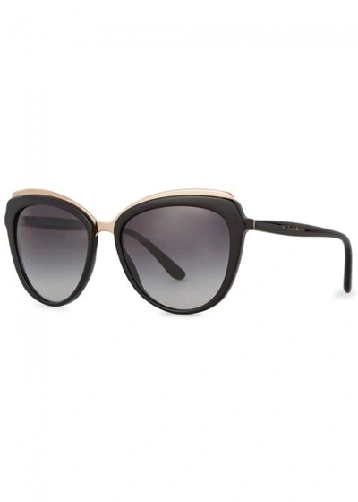 Shop Dolce & Gabbana Black Cat-eye Sunglasses