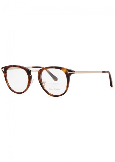 Shop Tom Ford Tortoiseshell Oval-frame Optical Glasses
