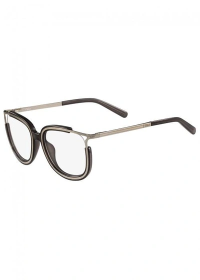 Shop Chloé Jayme Grey Oval-frame Optical Glasses In Dark Grey