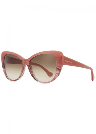 Shop Balenciaga Pink Cat-eye Sunglasses
