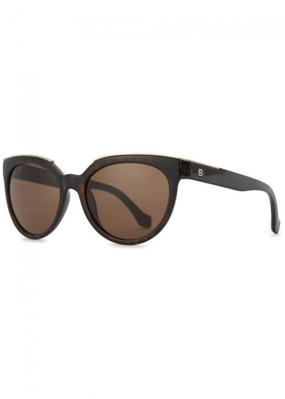 Shop Balenciaga Dark Tortoiseshell Cat-eye Sunglasses